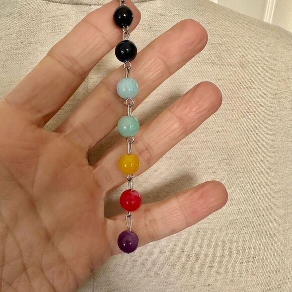 Long beaded chakra pendant necklace - Picture 2 of 12